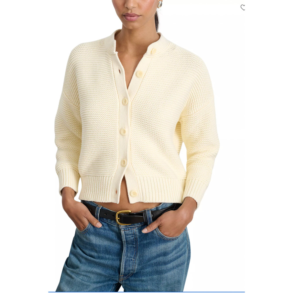 ALEX MILL NWT Evereve Nico Cotton Button Front Cardigan Sweater in Ivory // XS - Picture 2 of 14